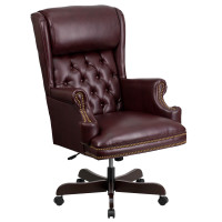 Flash Furniture CI-J600-BY-GG High Back Traditional Tufted Burgundy Leather Executive Office Chair
